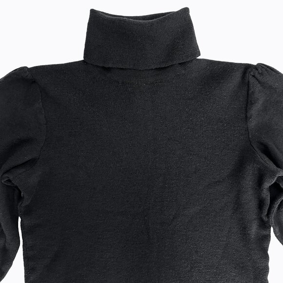J.Crew Black 3/4 Sleeve Wool Turtleneck Classic Dark Academia Women Sweater Sm - Picture 3 of 5